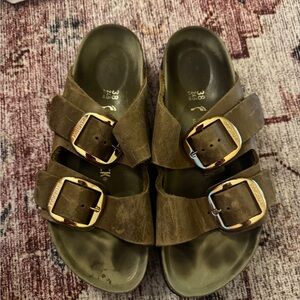 Green Double Buckle Sandals